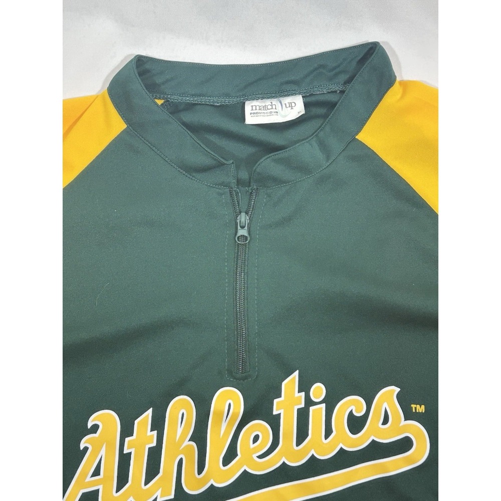Oakland Athletics Pullover Mens XL Green Yellow 1 4 Zip MLB Fan Gear - Picture 14 of 16